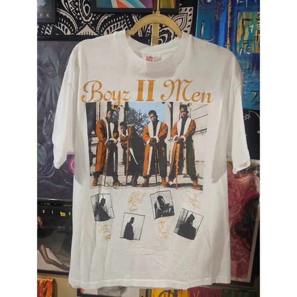 Rare Vintage 90s Boyz II Men World Tour Band Rap Tee Size XL - Picture 1 of 8